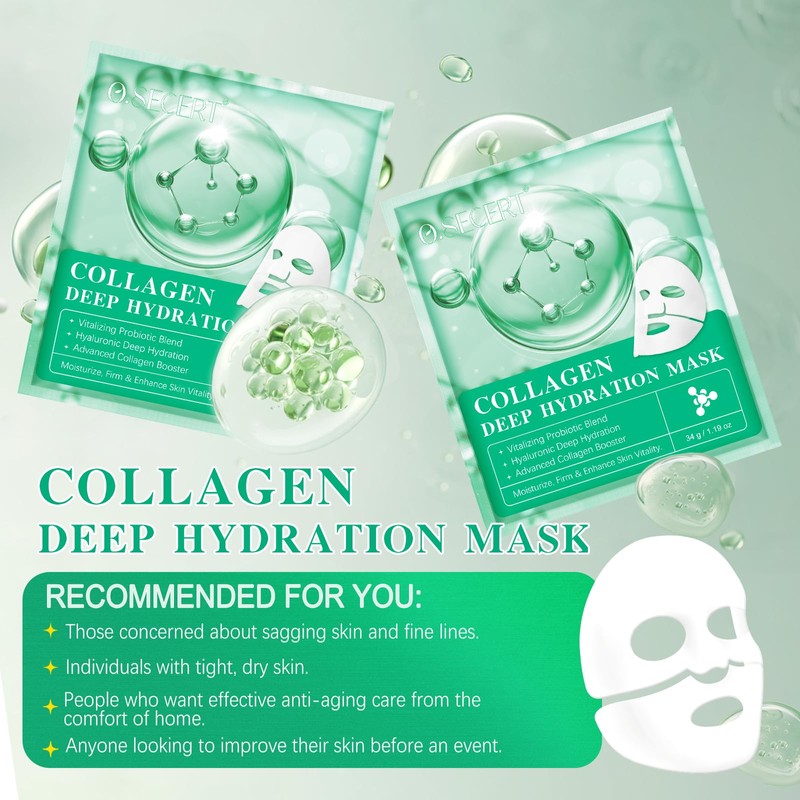 Collagen Face Mask,Advanced Hydrogel Sheet Masks Skincare, Pack of 6