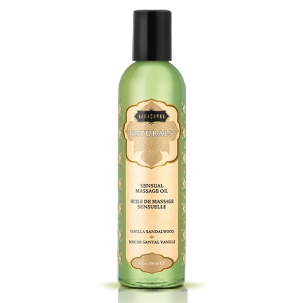 KAMA SUTRA Naturals Massage Oil - 8 fl oz/236 ml Vanilla Sandalwood - Luxurious Natural Scented Oil for Relaxing and Sensual Massages