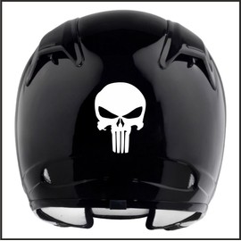 Punisher Logo Helmet Motorcycle Decal Sticker M1 3"x 2 1/4" Reflective White