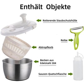 GROWZELT Salad Spinner Stainless Steel 4.5L (4.5L)