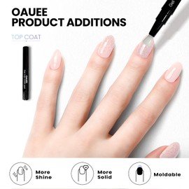 Oauee Semi Cured Gel Nail Strips | Built-In Gel Top Coat | UV Light Required | Salon Quality, Easy Application And Removal (Pink Sparkle)