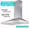 Zomagas 24" Kitchen Wall Mount Range Hood 450CFM Stainless Steel