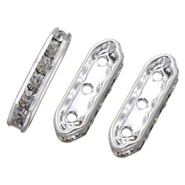 100 Pcs Rhinestone Spacer Beads 3 Hole Metal Spacer Bars for DIY Multi Strand Bracelet Jewelry Making