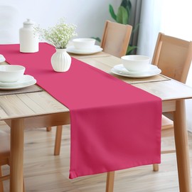 Encasa Homes table runner for 6 seater table, fuchsia pink, large 40 x 150 cm, 100% cotton plain dyed decoration towel for party, banquet, restaurant, machine washable