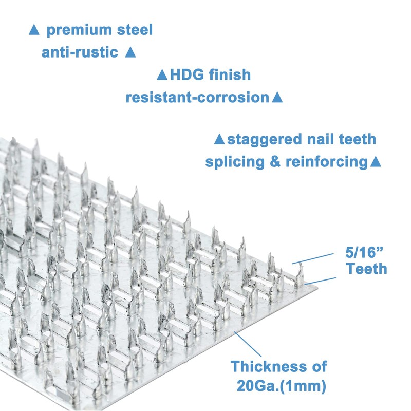 MOZCORN 20 Pack Truss Plates 4x6 Inch, Pronged Truss Mending