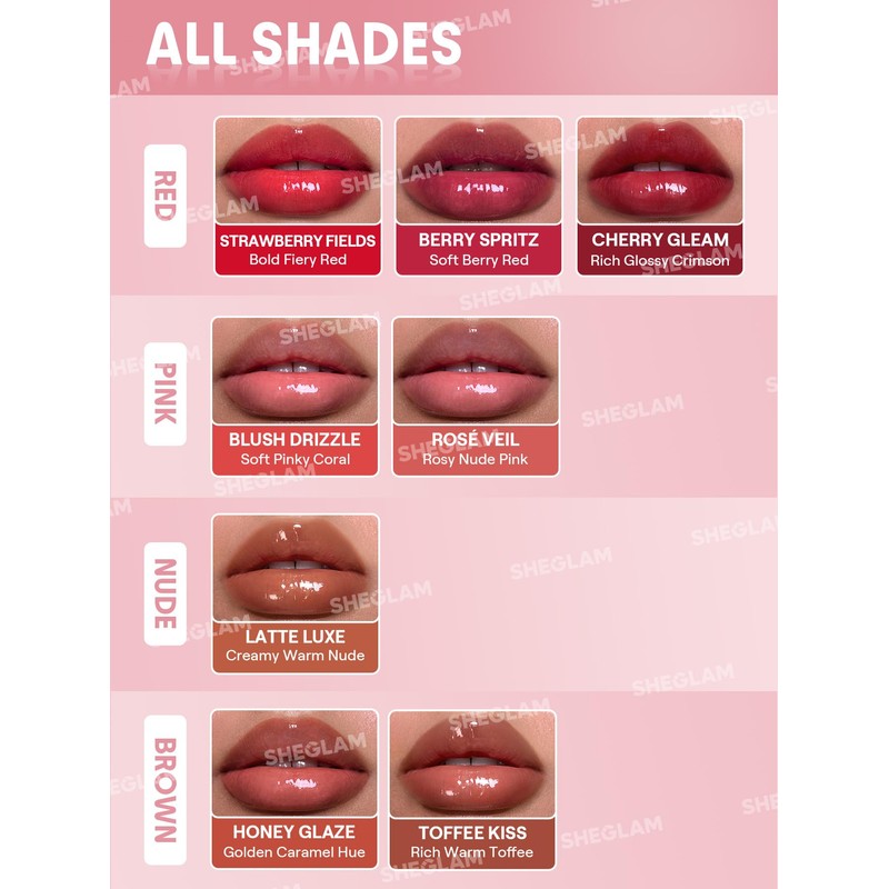SHEGLAM Hydrating Lip Gloss Cruelty-Free Plumping Peptides-Honey Glaze