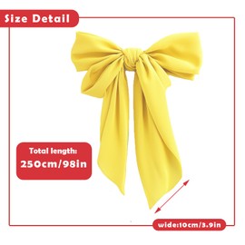 Women Wedding Satin Sash Belt 4'' Wide Double Side Chiffon Sash Bridal Waist Belts (Yellow)