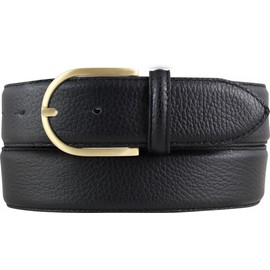 BELTINGER Women's Belt Made of Grained Leather with Quilted Seam, 4 cm, High-Quality Leather Belt with Pigment Embossing, 40 mm, Women's Jeans Belt with Golden Belt Buckle, 4 cm, Black, Gold