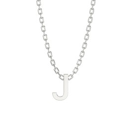 Aeon Jewellery Alphabet Initial Necklace - J | 925 Sterling Silver 3D Necklace | Adjustable 16-18 Inch Silver Belcher Chain | Polishing Cloth