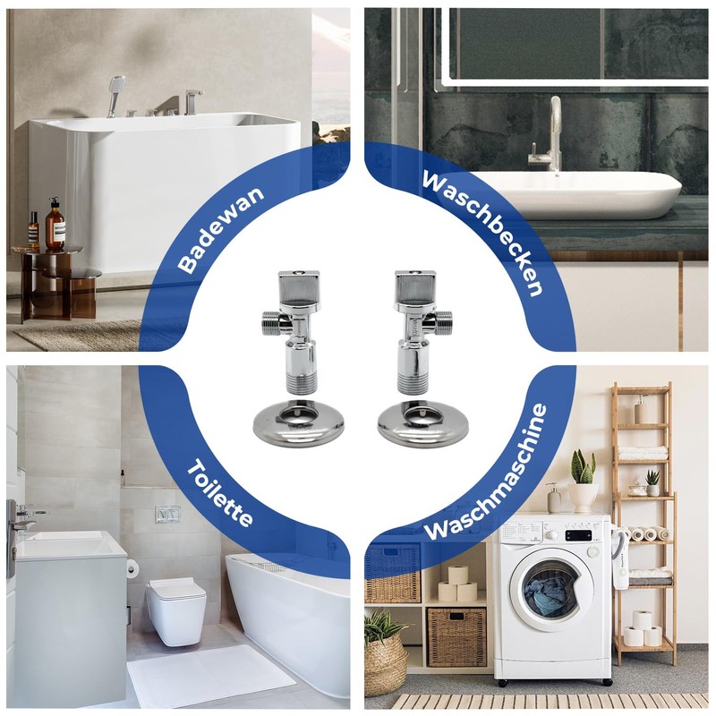 Vancoco Angle Valve 1/2 Inch Wall Connection Set of 2