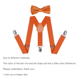 Kids Suspender Bow Tie Sets - Adjustable Braces With Bowtie Gift Idea for Boys and Girls by WELROG(Fluorescent Orange)