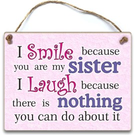 HmHome I smile because you are my sister Hanging Plaque Sister Gift Birthday Christmas