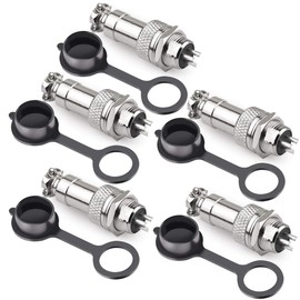 DIYhz GX12 3 Pins Panel Metal Mount Circular Metal Aviation Connector Adapter Male Female Plug Socket with Waterproof Cap (5 Pcs)