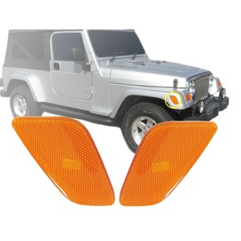 Auto Parts Avenue APA Replacement Front Fender Side Marker Light for 1997-2006 Wrangler TJ Driver Left and Passenger Right Pair Set 55155628AC 55155629AC CH2551120 CH2550120