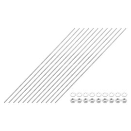 sourcing map 12pcs Fully Threaded Rod, M3 x 300mm 201 Stainless Steel Right Hand Threads Rods with Nuts and Flat Washer Fully Studding Rod Bar for Clamps, Hangers and U-Bolts