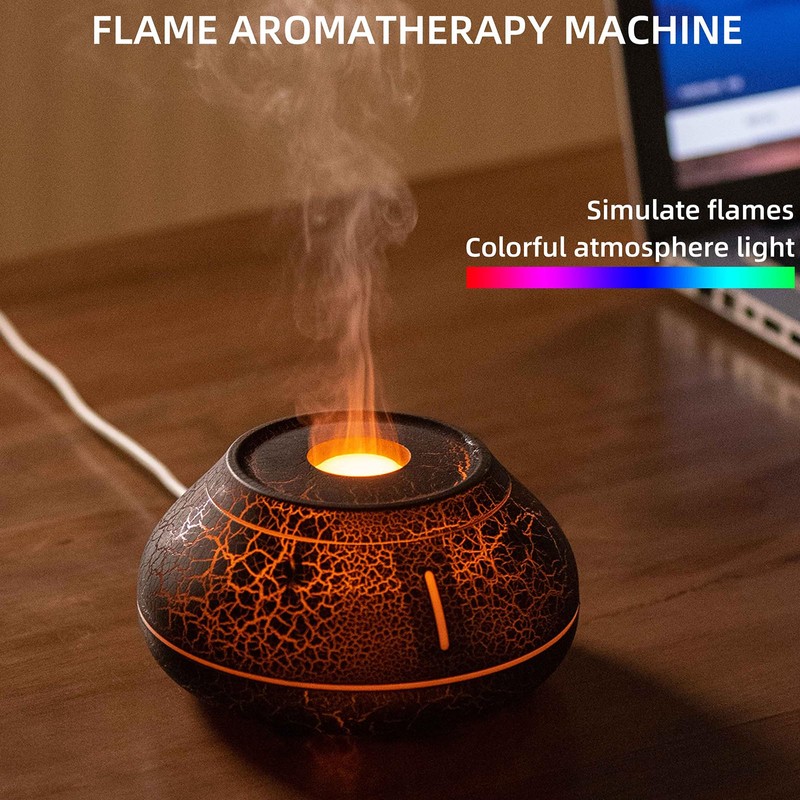Flame Aromatherapy Diffuser 7 Color Light Essential Oil Diffuser Humidifier,