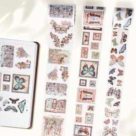 WT - Juego de pegatinas Washi con alas estampadas – 3 rollos de cinta adhesiva decorativa Washi de mariposa y ala, cinta adhesiva ancha clásico para diario, álbumes de recortes, planificador