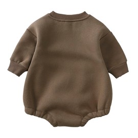 OPAWO Baby Bodysuit Vests Long Sleeve Sweater Undershirt Newborn Cotton Vest Soft Sweatshirt Infant Solid One Piece Baby Clothes for Boys and Girls (Brown, 24-36 Months)