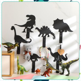 Zhengmy 6 Pcs Dinosaur Wall Hooks Dinosaur Bathroom Decor Cartoon Silhouette Shape Coat Hooks for Kids Boys Girls Black Metal Decorative Wall Mounted Hanging for Nursery Bathroom Bedroom