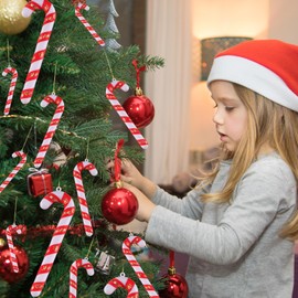 36 Pack Candy Cane Christmas Ornaments, Plastic Candy Cane Christmas Tree Decorations for Christmas Crafts Indoor Outdoor Decor