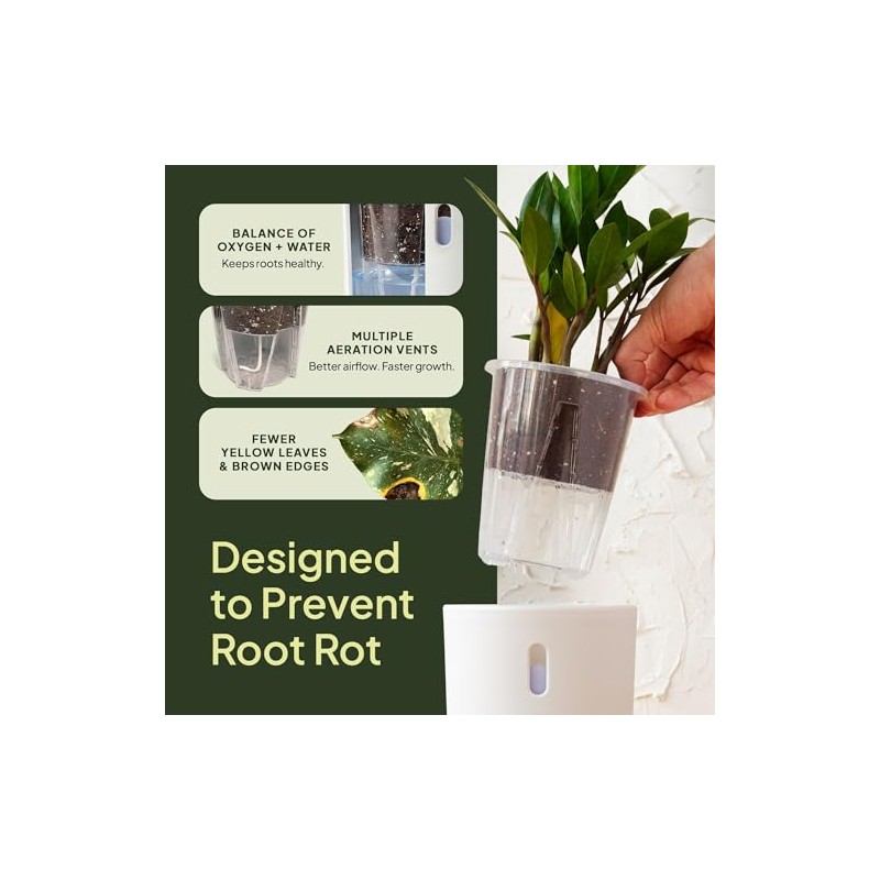 Self-Watering Planter for Leca and Pon - 4-Pack (6 inch)