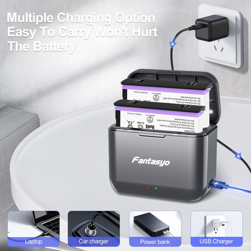 Fantasyo Insta 360 X5 Battery 2 Pack 2800mAh High Capacity