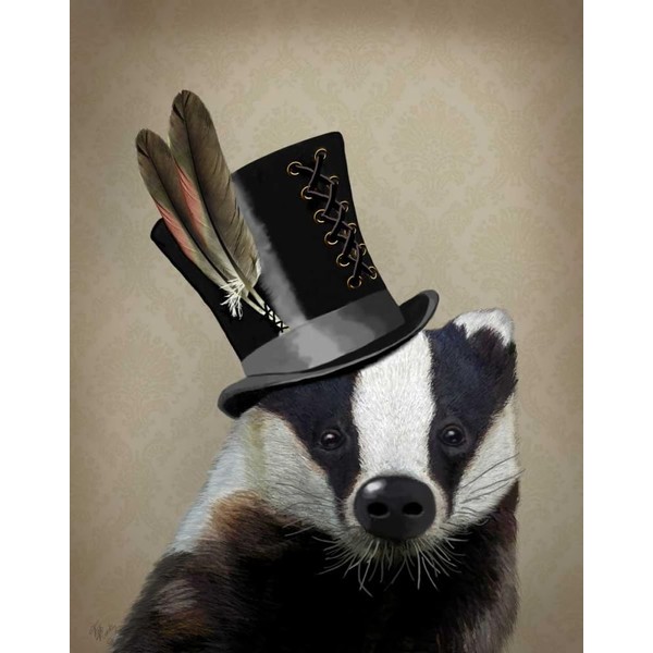 Steampunk Badger in Top Hat Poster Print - Funky Fab