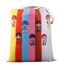 MYSOMY K-Pop Group Army Tote Bag K-Pop Band Fans Gifts K-Pop Music Shoulder Bag Kpop Army Canvas Bag Kpop Group Merchandise (8-KPOP red UK)