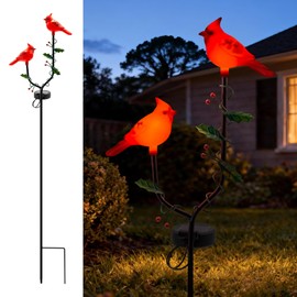Cardinal Solar Garden Stake Lights Outdoor Decor, Red Cardinal Solar Lights for Outside,Christmas Grave Decorations for Patio Yard Porch Pathway Lawn Ornaments, Memorial Gifts for Women