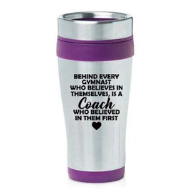 16 oz Insulated Stainless Steel Travel Mug Gymnastics Coach (Purple)