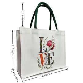 Waterproof Canvas Tote Bag with Durable Eco Fabric, Original Print, Large Everyday Capacity for Work, Shopping, Travel, Off-white, Large