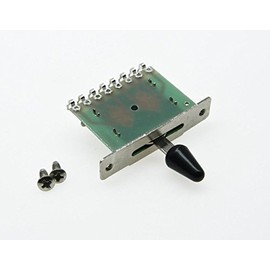 Chrome Electric Guitar 5 Way Pickup Switch w/Black Tip Chrome Screws for Strat Tele