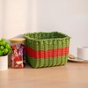 HODAKJUE Handwoven Plastic Wicker Storage Basket, Waterproof Red Green Stripe