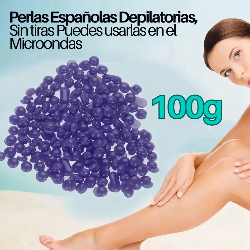 8 Cera Española Perla Rosa Lavanda Aloe Depilación Sin Tiras