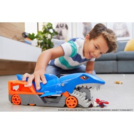Hot Wheels Toy Car Playset, Shark Chomp Transporter & 1:64 Scale Car, Connects to Track & Stores 5 Scale Vehicles