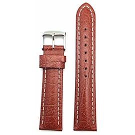 20mm Honey Brown Genuine Leather Watchband with Off-White Stitches | Buffalo Grained, Sportily Padded Replacement Wrist Watchstrap that brings New Life to Any Watch (Mens Standard Length)