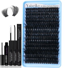 Fluffy Lash Clusters Kit 260D Mega Volume Eyelash Clusters Kit 12-25mm Wispy Individual Lashes 256Pcs D Curl Long Cluster with Lash Bond and Seal and Remover Waterproof DIY Lash Extension Kit at Home