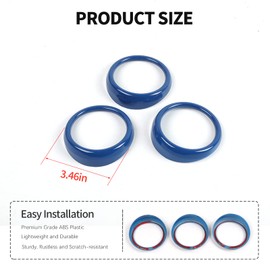 RT-TCZ Center Console Air Conditioner Outlet Vent Trim Cover Ring Interior Accessories for Ford Mustang 2015-2022,3PCS (Blue)