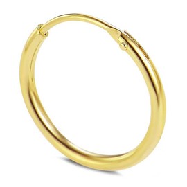 Willys Jewellery Single Unisex Creole Earrings 925 Sterling Silver 18K Gold Plated with Closed Ring or Ear Piercing, Sterling Silver