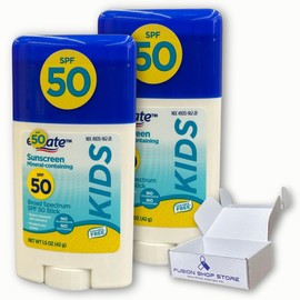Equate sunscreen sticks for kids 50 SPF- Broad Spectrum, Mineral Actives 1.5 Oz (Pack of 2), Boxed By Fusion Shop Store