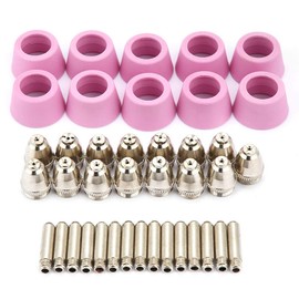 CYSFETENA AG60 SG55 Plasma Cutter Consumable Kit, 15 Electrodes, 15 Nozzles, 10 Ceramic Protective Cups for Stahlmerk Plasma Cutter, Compatible with CUT60, LGK60, P-60, Pack of 40