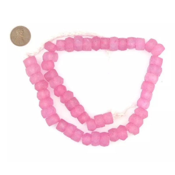 The Bead Chest Tulip Pink Faceted Recycled Java Sea Glass
