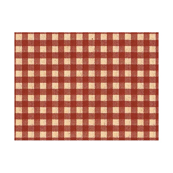 Tan and Burgundy Red Gingham Tissue Paper for Gift Wrapping with Design, 24 Large Sheets (20x30)