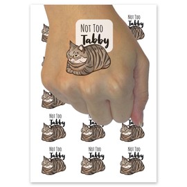 Not Too Shabby Tabby Cat Temporary Tattoo Water Resistant Fake Body Art Set Collection - 54 1" Tattoos (1 Sheet)