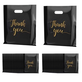 Dokpav 100PCS Bolsa De Embalaje Regalo, Bolsas de Regalo de Fiesta con Asas, Gracias Bolsa Boutique 30x40cm, Bolsas de Plástico Reutilizable, Bolsas de Compras para Bodas (Negro)