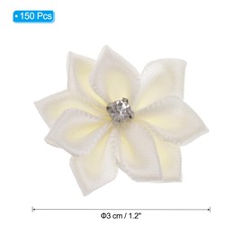 PATIKIL 1.2 Inch Small Ribbon Flowers, 150 Pcs Satin Ribbon Flowers Mini Fabric Flowers for Crafts DIY Wedding Ornament Appliques, Beige