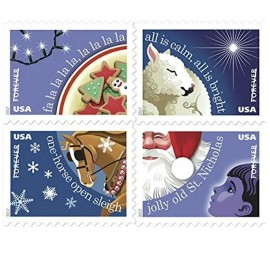2025 Postage Mailing Stamp Stickers Christmas Cultural and Creative Gift Vintage Post Mail Stamps Sticker for Envelope SealingColor: 2017 Christmas Carols 500374-K7-108-17SDL, Quantity: 5sets, Size: 2*3