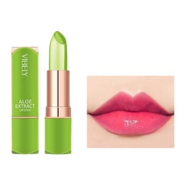 Aloe Vera Color Changing Lipstick, Long Lasting Moisturizing Jelly Lip Balm, Magic Temperature Color Change Lip Gloss with Aloe Extract, Hydrating Lip Plumper, Lip Care Makeup Essential - Ruby Red