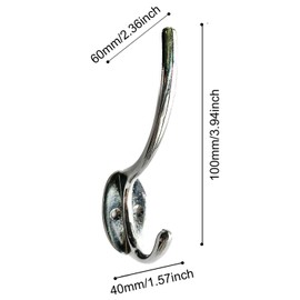 QUOZUO Pack of 15 Double Wall Hooks Wall Coat Hooks and 10 Pieces Gooseneck Hooks Clothes Hooks with Screws for Coat Hooks Bathroom Kitchen Silver