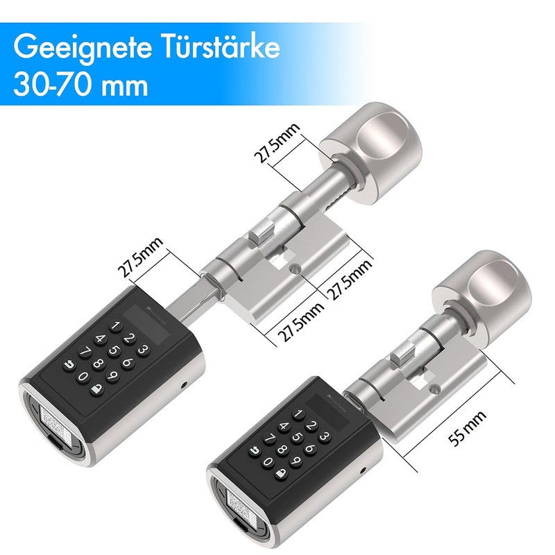VisorTech Automatic door lock: electronic lock cylinder for doors 30-70